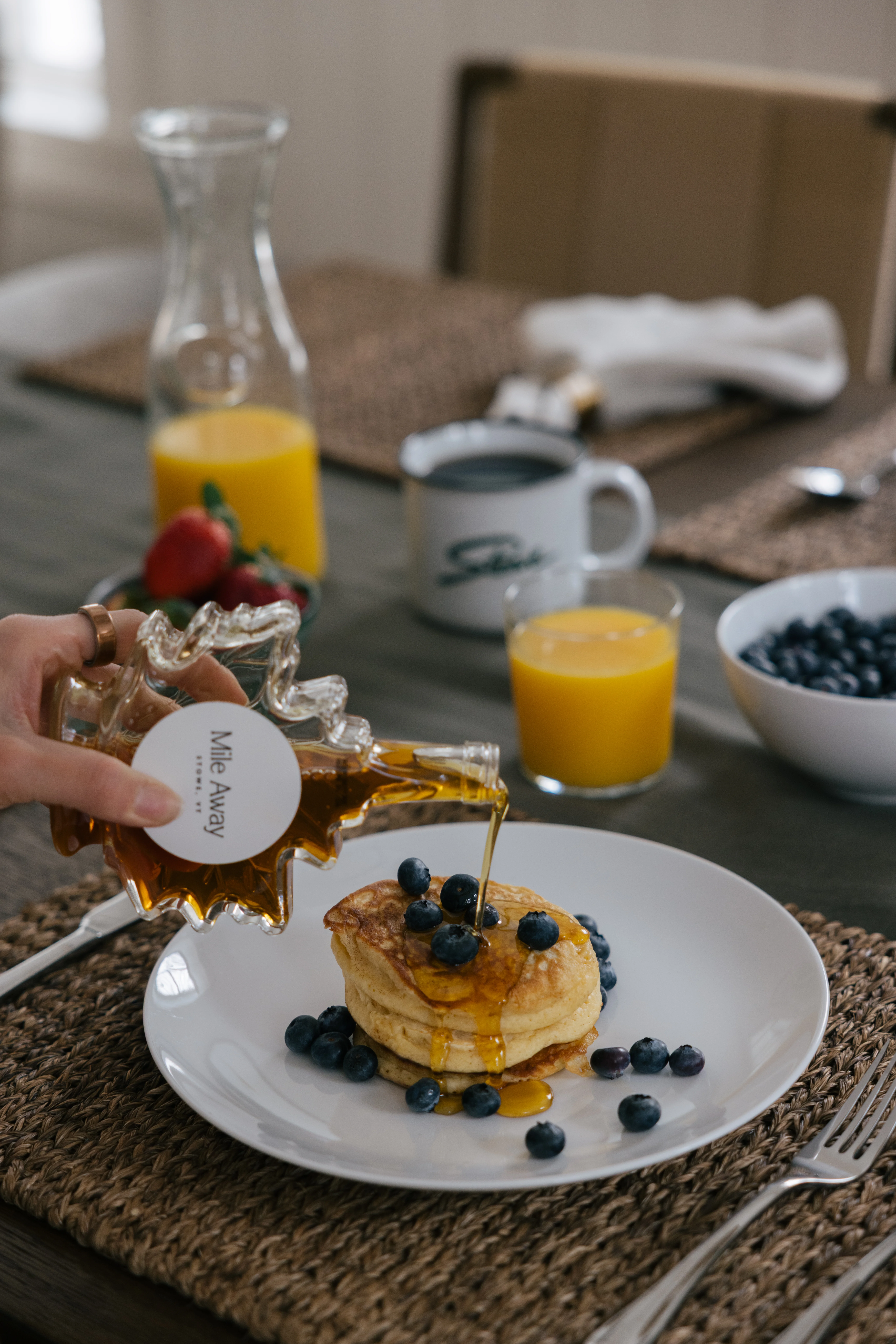 Breakfast lifestyle shot featuring freshly prepared food in the bright kitchen